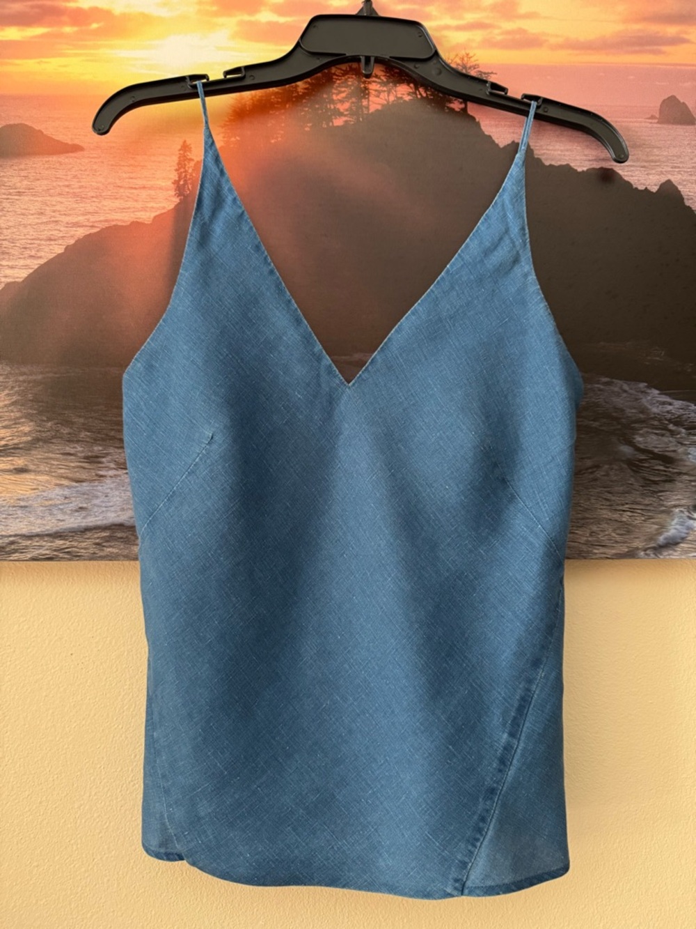 JBrand/Blue V-Neck Spaghetti Strap Women's Linen Cami-Top/XS